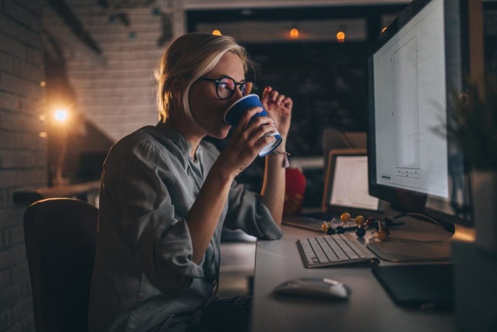 Image of lady working late