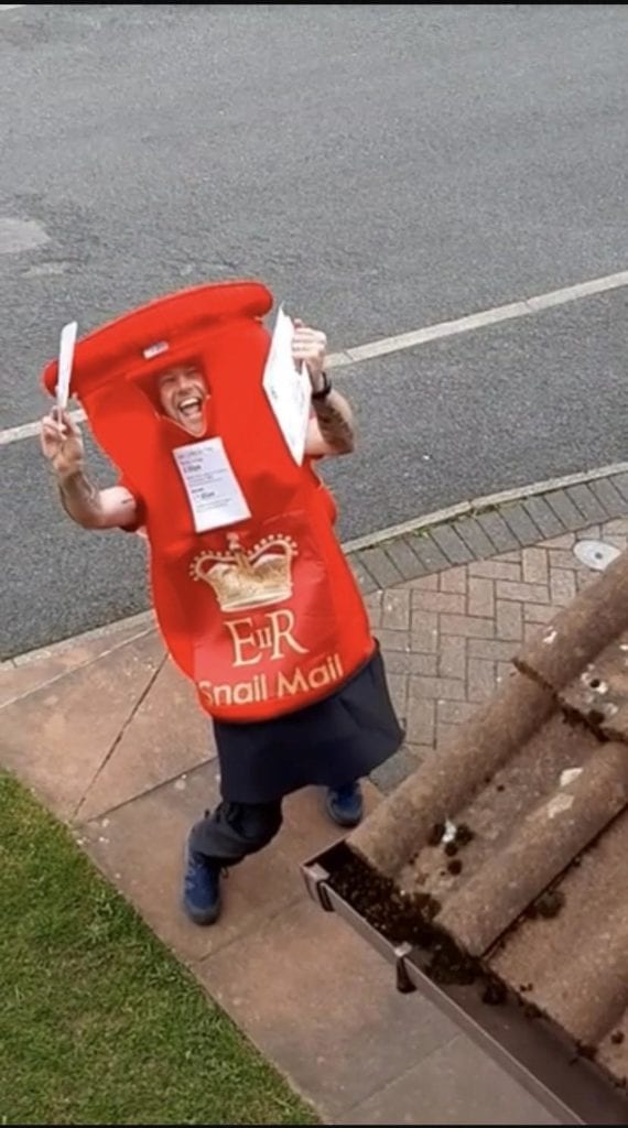 Image of man in penrith who dressed up as a postbox